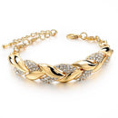 Gift Braided Leaf Bracelets Crystal Bangle Shiny Bridal Wedding Jewelry