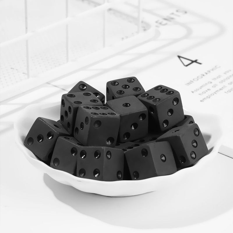 Dice Standard Six Sided Dices Set Non-printed Points Black Dice Game Accessory