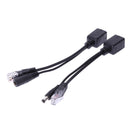 Power Over Ethernet PoE Adapter Injector + Splitter Kit PoE Cable Black
