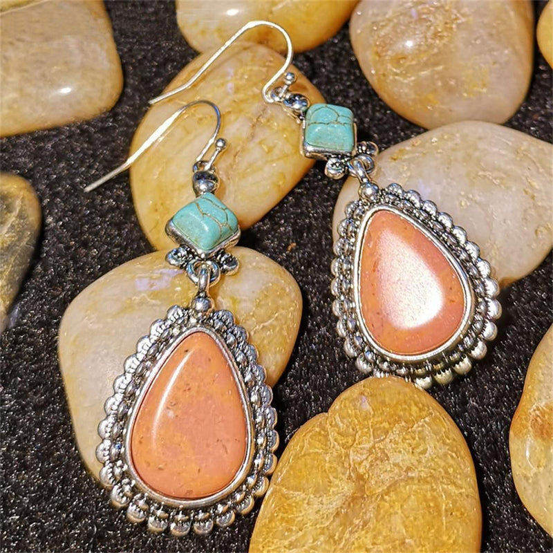 Wedding Jewelry Boho Women Turquoise Earrings Dangle Ear Stud Hook  Tibetan