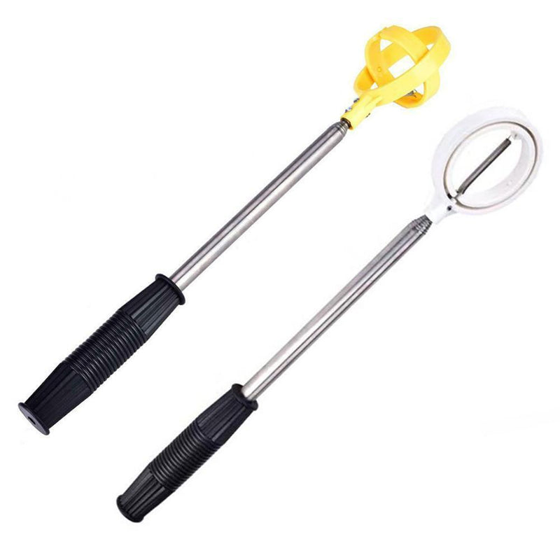 2pcs Golf Ball Retriever 8 Sections Telescopic Tool(White)