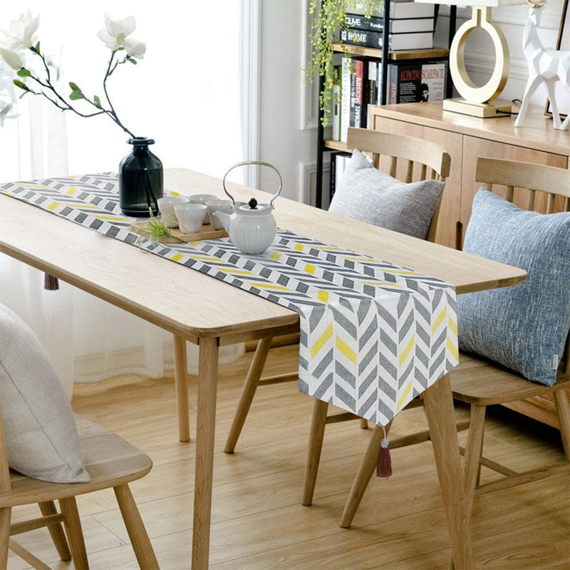 Nordic Style Geometric Pattern Linen Table Runner Tablecloth Coffee Table Cover