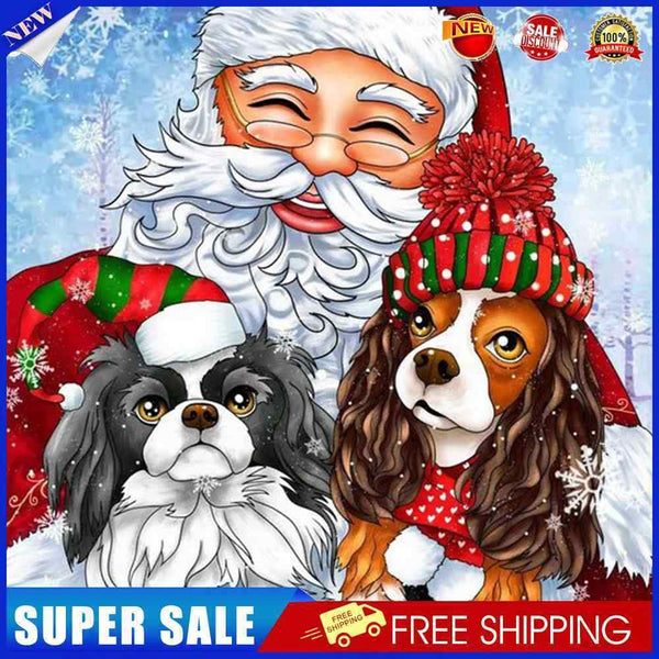 #A 5D DIY Diamond Painting Santa Claus Puppy Kits Full Round Drill Wall Decor Ar