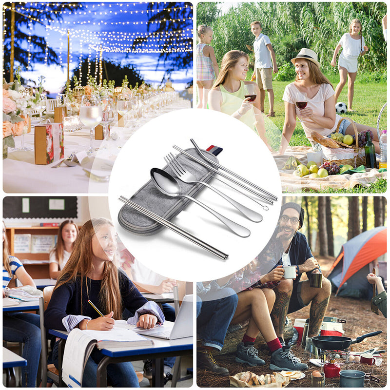 Utensils Cutlery Set, Stainless Steel Silverware, Portable for Camping Picnic