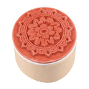 Practical 6 in 1 Round Wooden Rubber Retro Floral Pattern Stamps