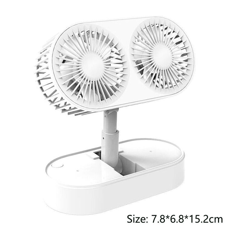 Telescopic Folding Fan Silent Summer Student Desktop Cooling Fan (White)