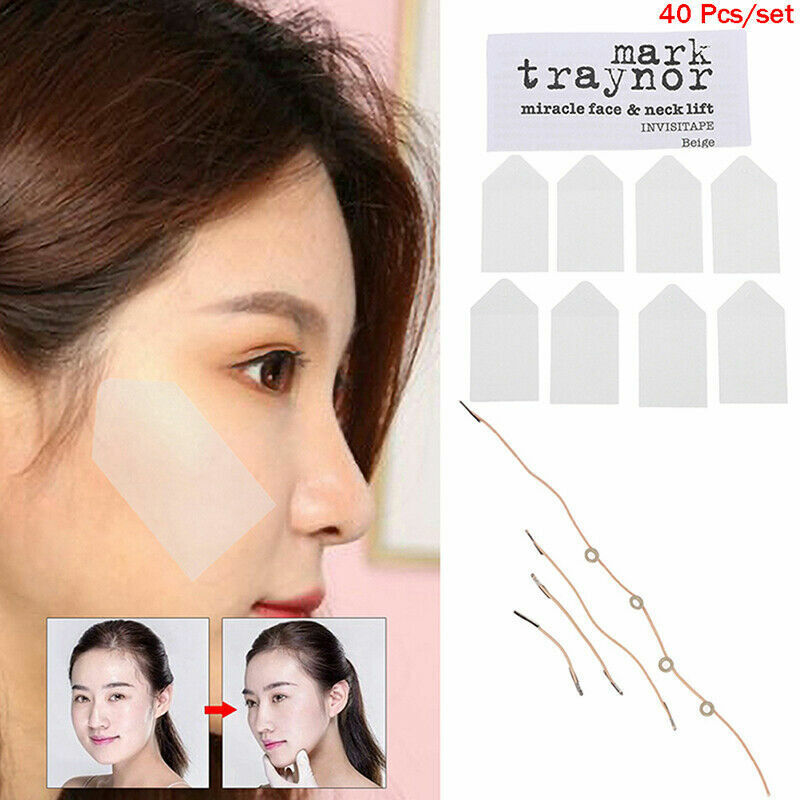 40 Pcs Face Lifting Tape Invisible V-Line Patch Bands Kit Thin Facial Stick