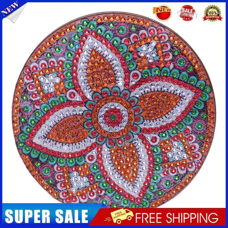5D DIY Diamond Painting Mandala Wooden Round Coaster Cup Cushion (AA1058-4)