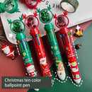 Merry Christmas Christmas Ballpoint Pen Ten Color Pen Santa Claus Stationery