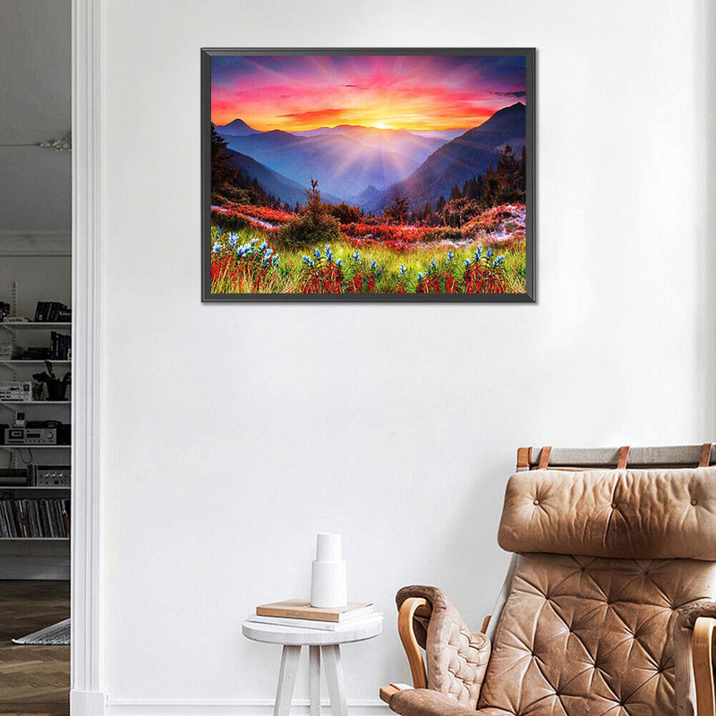 5D Diamond Painting Sunrise Hillside Full Round Drill Rhinestone DIY Wall Art