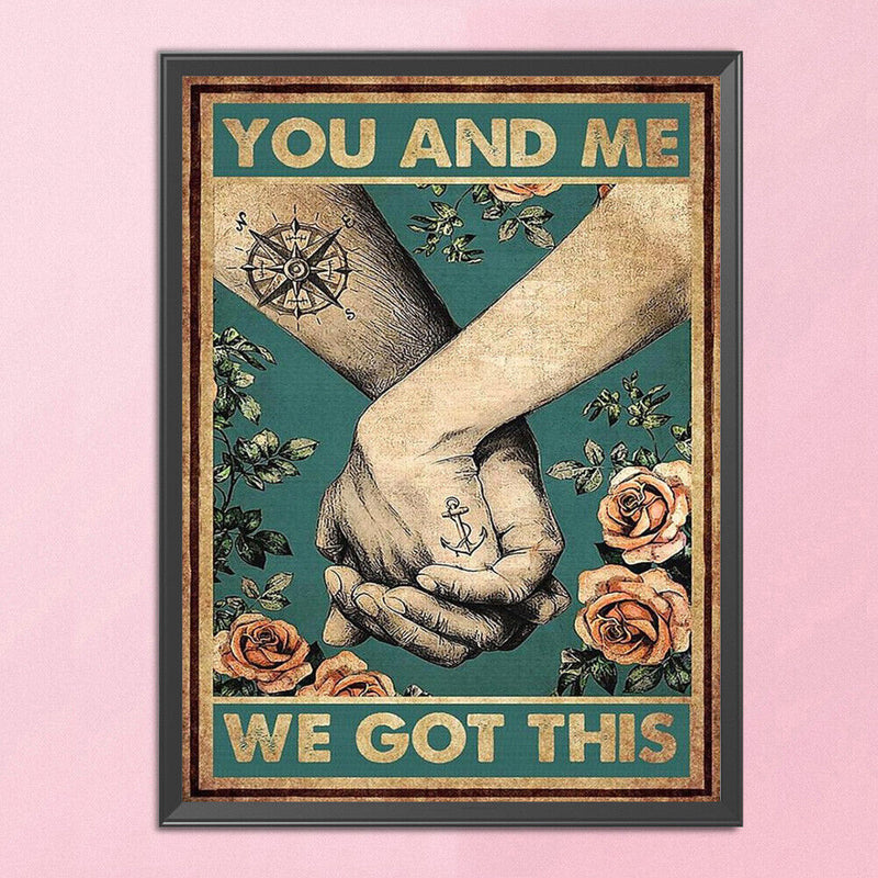 Full Embroidery Hand in Hand Printed Cross Stitch 11CT 3 Strand Cotton Kit