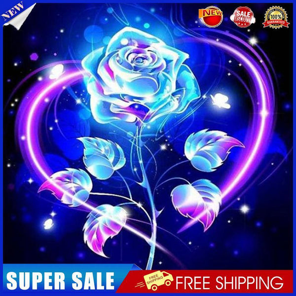 Hand Painted on Canvas DIY Blue Rose Oil Paint By Numbers Drawing Kit Craft