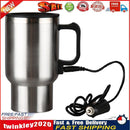 12V Portable 450ml Auto Car Heating Cup Stainless Steel Heater Kettle Mug Newly