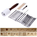 25PCS/Set Manual Leather Carving Stamp Hammer Embossing Beveler Tools Kit