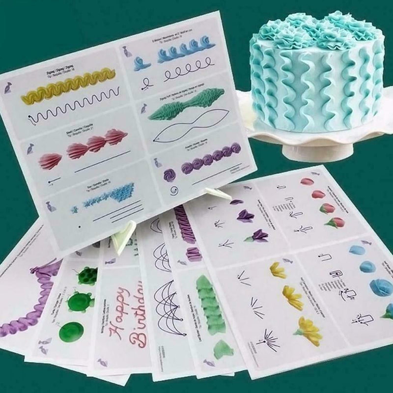 12 Sheets Set Cake Decorating Practice Board Icing Practicing Sugarcraft I1M4