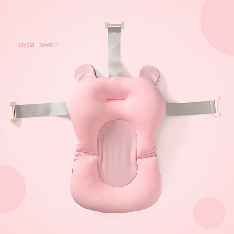 Cartoon Portable Soft Baby Shower Bath Pad Mat Adjustable Bath Rack (Pink) Newly