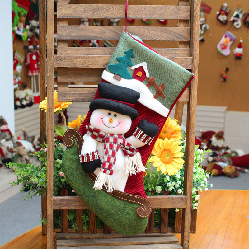 Christmas Stockings Gifts Bag Big Plush Socks Bags Xmas Socks (Snowman) Newly