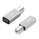 USB Type C to USB B Adapter for Printer MIDI Controller (White Straight)