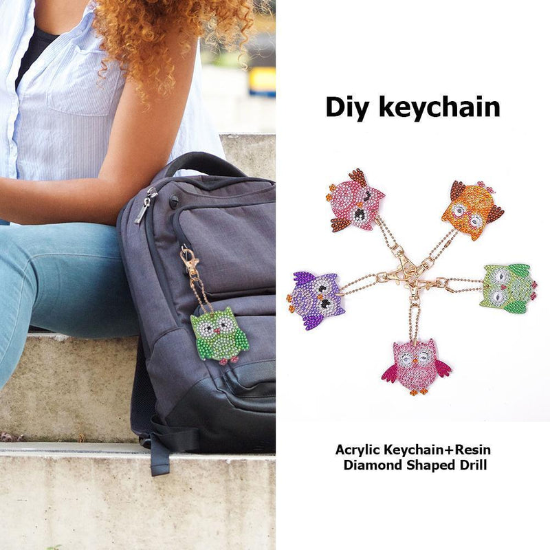 5pcs DIY Full Drill Special Shaped Diamond Painting Bird Acrylic Keychain Gifts