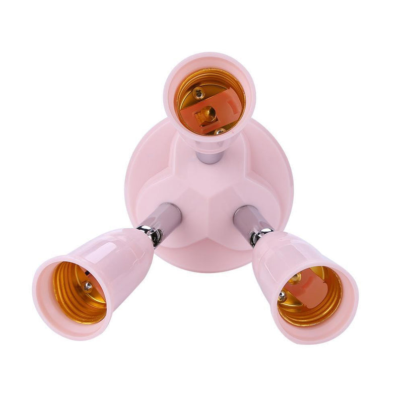 3 in 1 E27 to E27 Lamp Base Socket Splitter LED Light Bulb Holder (Pink)