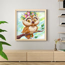 5D DIY Full Drill Round Shape Owl Rhinestone Diamond Drawing Home Decoration