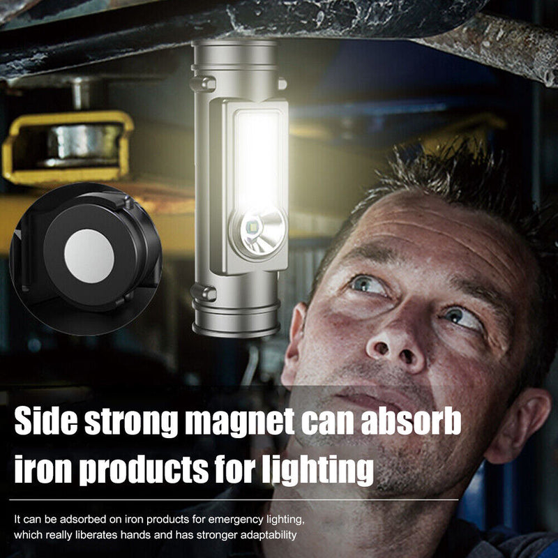 Built-in Battery USB DC Rechargeable Headlight Hiking Strong Headlamp w/ Magnetic