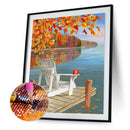 30x40cm 5D DIY Full Round Drill Diamond Painting Autumn Lakeside Home Art D