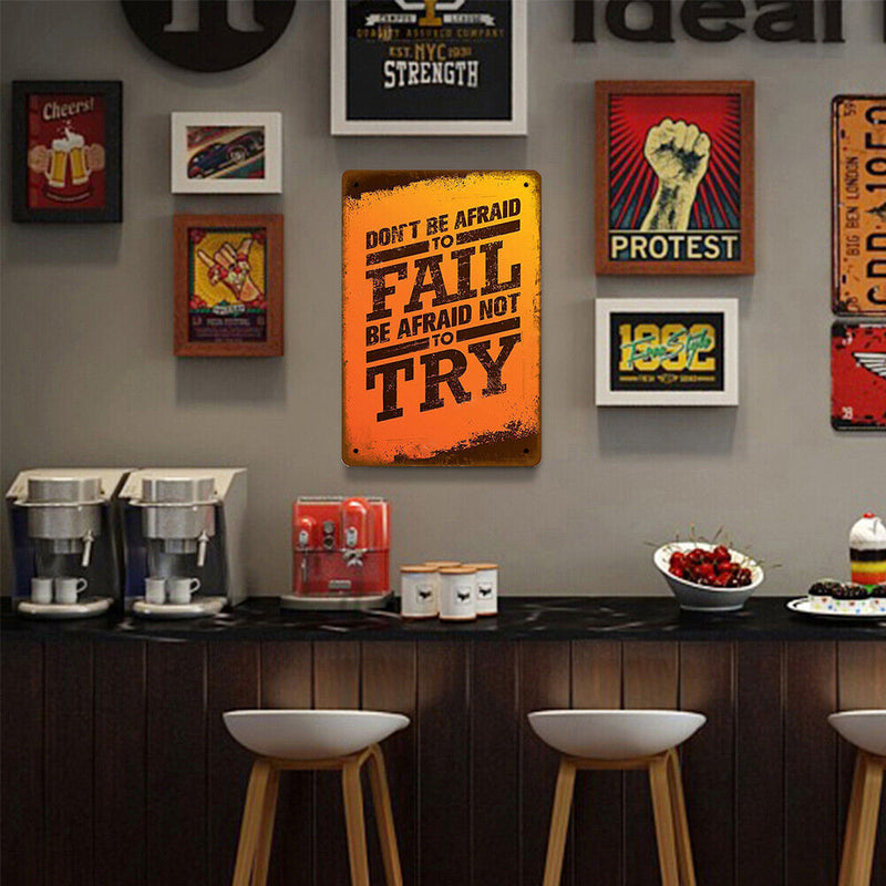 Fall Try Retro Metal Plate Tin Sign Plate for Bar Pub Club Cafe Iron Paintings