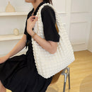 Fashion Bubble Flower Tote Bags Lady Pleated Cloud Shoulder Shopping Handbag