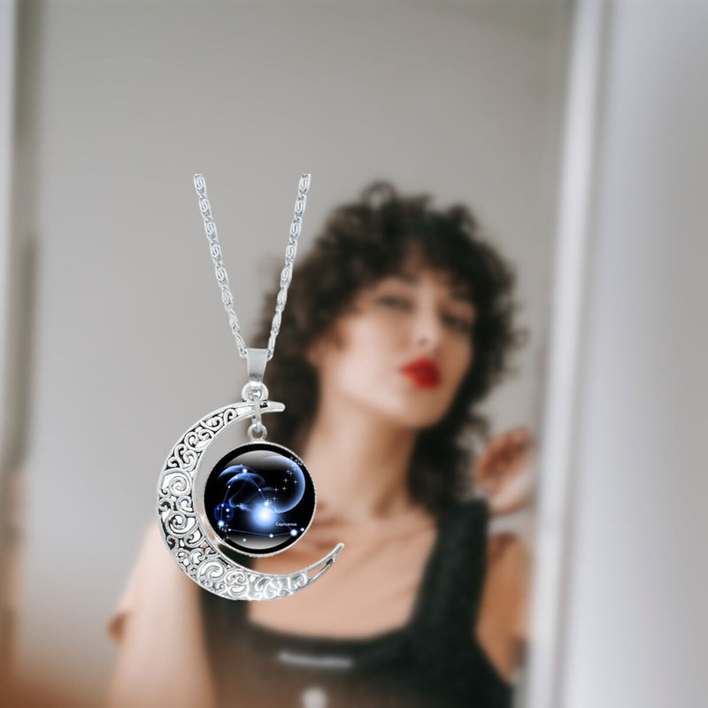 Women Girls 12 Zodiac Celestial Jewelry Moon 12 Constellation Necklace Pendant