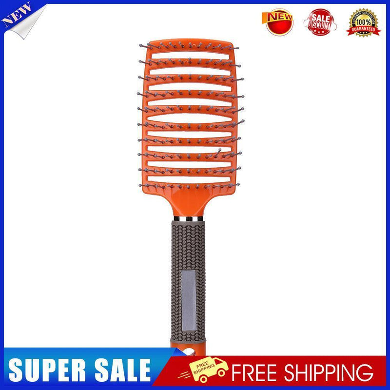 Pro Anti-Static Scalp Massager Hair Brush Curved Row Hairstyle Comb (Orange