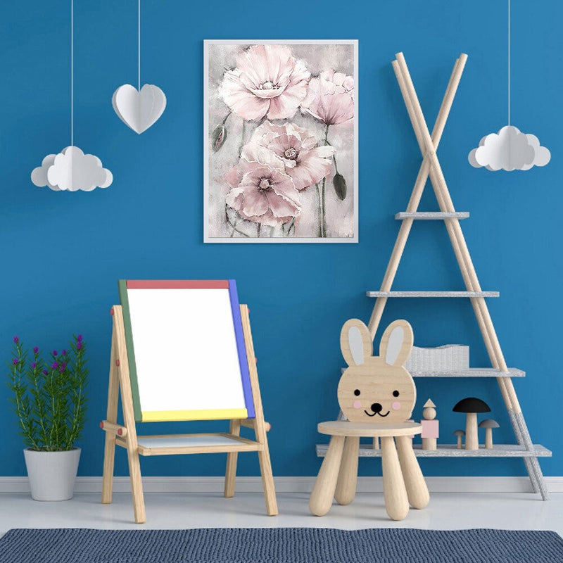 Pink Flower Oil Paint By Numbers Kits Canvas Picture Wall DIY Craft (B748)