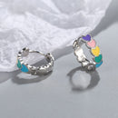 Fashion Rainbow Dangle Women Girl Heart Eardrop Ear Studs Earring Hoops Earring