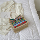 Women Linen Shoulder Bag Retro Ethnic Large Capacity Tassels Tote Travel Handbag