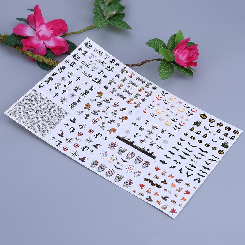 12 sheets Manicure Halloween Water Transfer Nail Art Decoration Stickers