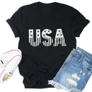 Independence Day Print USA Letter Tea T-Shirt (Black S)