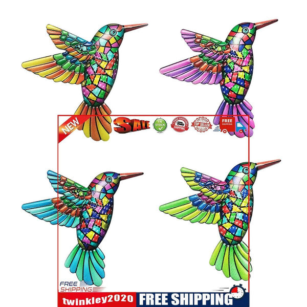 4 Pack Metal Hummingbird Wall Decor Hanging Wall Art Sculpture Decorations
