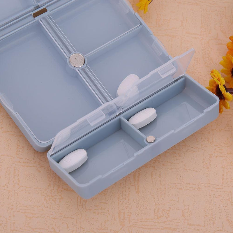 7 Grids Weekly Pill Box Magnet Lid Tablet Storage Box Pill Splitter(Blue)