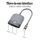 3 in 1 for NS Type-C to 4K HDMI-Compatible USB 3.0 PD HDTV Extender (Gray)