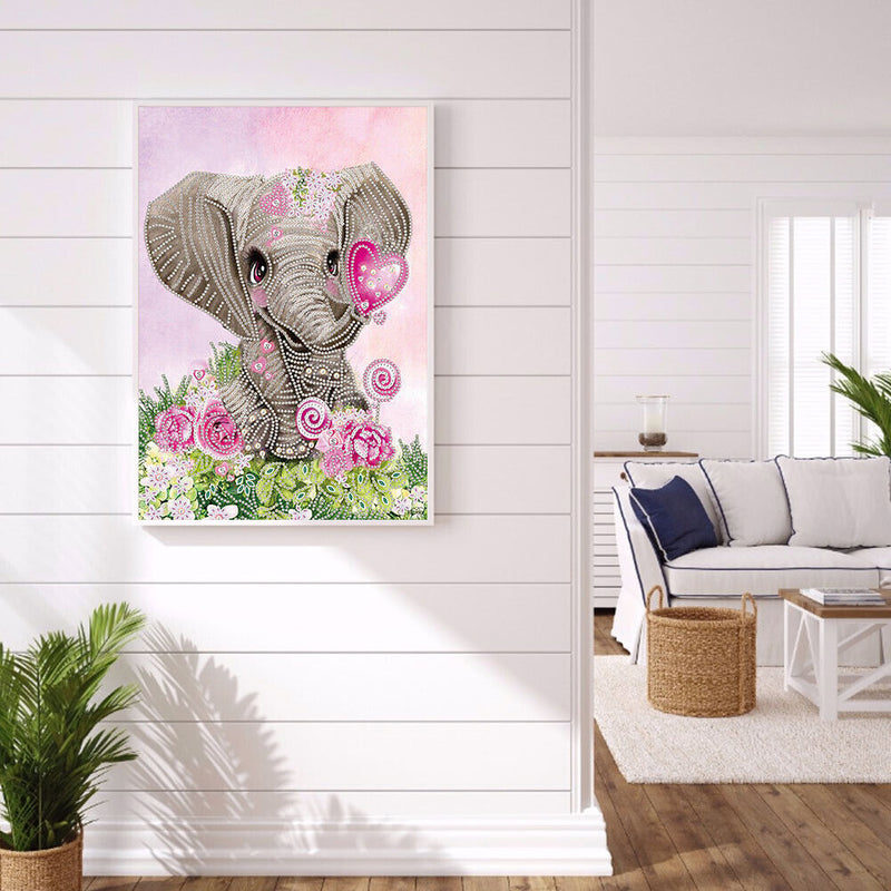 DIY Elephant Partial Special Shape Drill Diamond Painting Picture (YX306) Newly