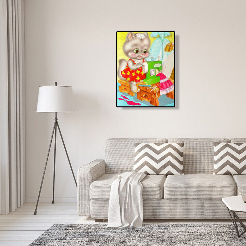 5D DIY Diamond Painting Kitten Sewing Embroidery Full Drill Cross Stitch Mosaic