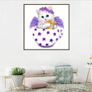 Cat 5D DIY Diamond Painting Embroidery Mosaic Needlework Home Decor(Purple)