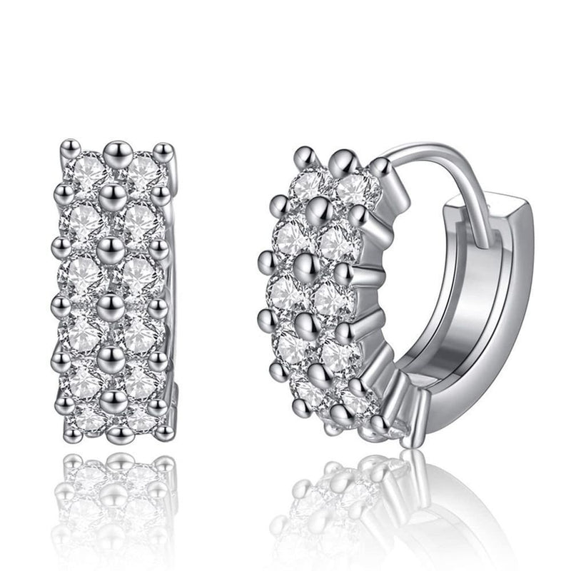 Zircon Ear Buckle Ear Piercing Double Rows Zircon Ear Stud Diamond Earrings