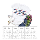 Strip Print Beautiful Letter Tea T-Shirt (White XL)
