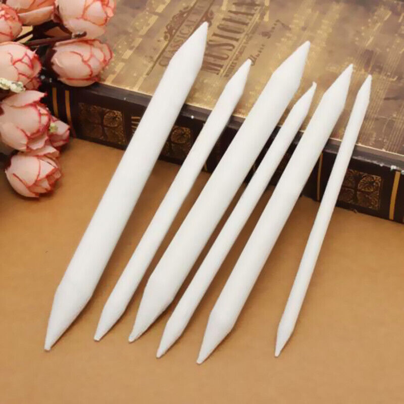6Pcs White Pastel Charcoal Blender Stump Tortillon Drawing Pen Sketch J9G5