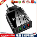 3 USB Fast Charger 3.1A PD Type-C Wall Power Adapter for Phone (Black EU)