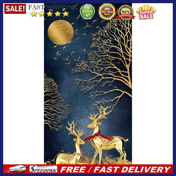 Golden Deer Oil Paint By Numbers DIY Handpainted on Canvas Wall Picture Unframed