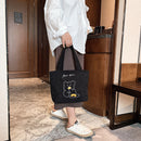 Cute Girls Corduroy Handbag Large Capacity Bear Print Top-handle Bag Women Totes