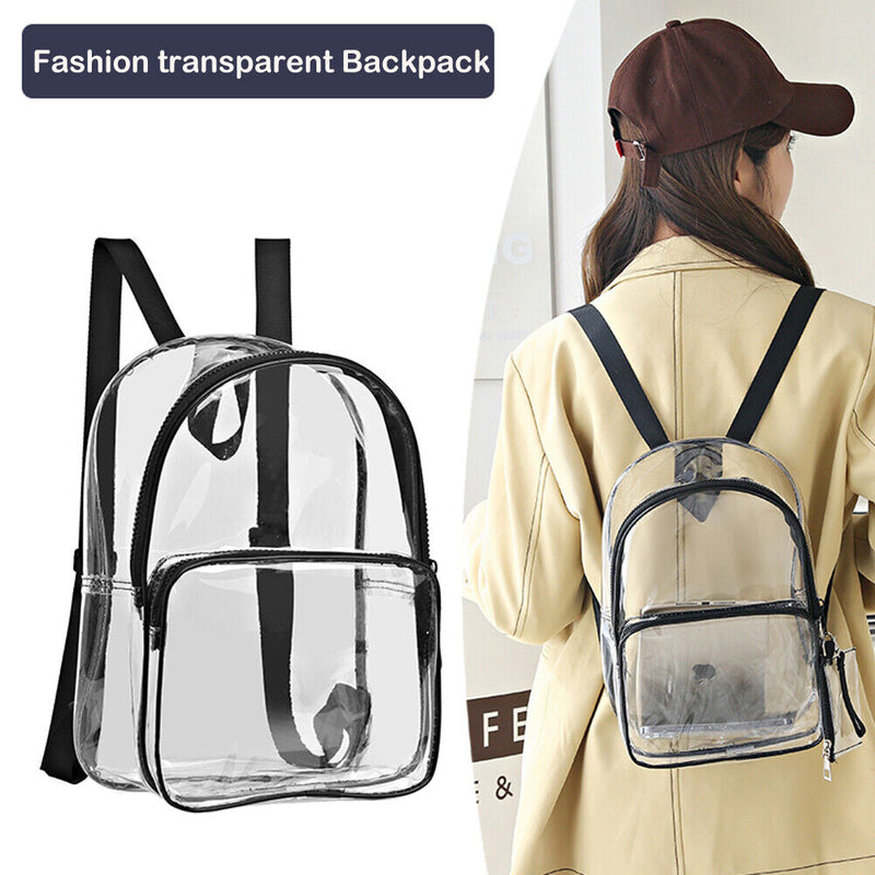 Casual PVC Clear Waterproof Student School Bag Travel Zipper Shoulder Handbag