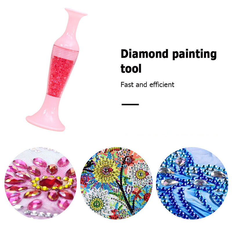 Flower Pot 5D Diamond Painting Point Drill Pen DIY Crafts (w/ Drill Pink) Newly